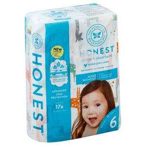 The Honest Co Diapers Size 6 (35+ Pounds) Multicolored Giraffes 1/18 CT [UNFI-CARLISLE #2452720] T