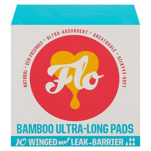 Flo Ultra-Long Bamboo Pads W/Wings 8/10 CT [UNFI-CARLISLE #2759645] T