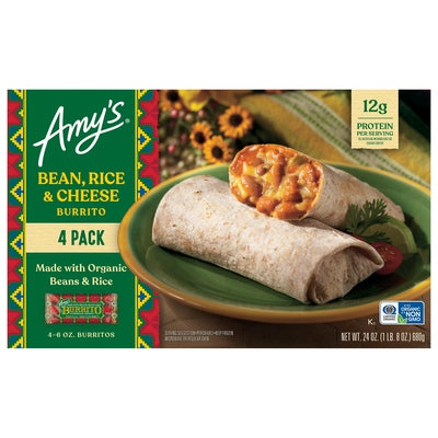 Amys Burrito Bean Rice & Cheese 4 Pack Og3 6/24 OZ [UNFI #2984532] [ebt]
