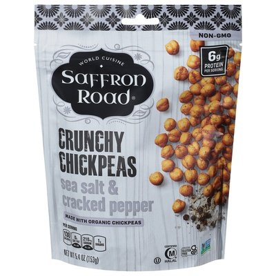 Saffron Road Chickpeas Sea Salt & Cracked Pepper Crunchy Og3 6/5.4 OZ [UNFI #2865939] [ebt]