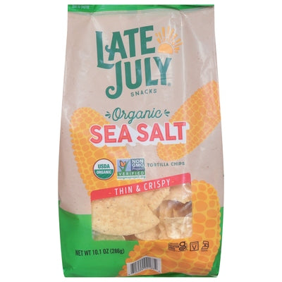 Late July Snacks Tortilla Chips Sea Salt Thin & Crispy Og2 9/10.1 oz [UNFI #2805174 ] [ebt]