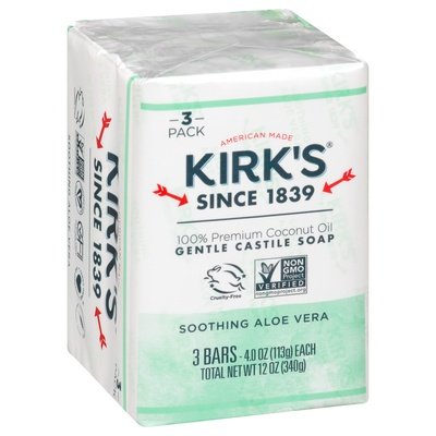 Kirks Castile Soap Gentle Soothing Aloe Vera 3 Pack 1/3/4 OZ [UNFI-CARLISLE #1702729] T