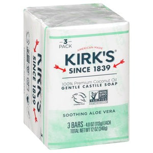 Kirks Castile Soap Gentle Soothing Aloe Vera 3 Pack 1/3/4 OZ [UNFI-CARLISLE #1702729] T