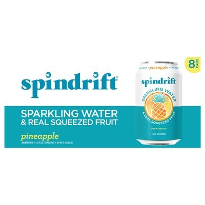 Spindrift Sparkling Water Pineapple Unsweetened 3/8/12 OZ [UNFI #2685626] [ebt] T