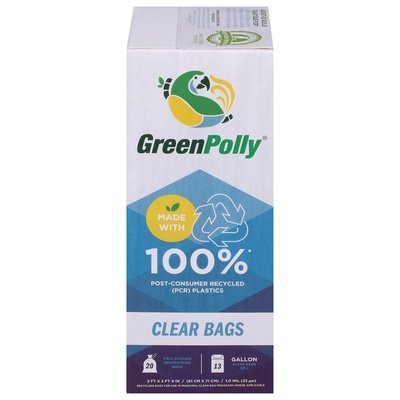 Greenpolly Clear Bags Tall Kitchen Drawstring 13 Gallon 12/20 CT [UNFI #2940369] T