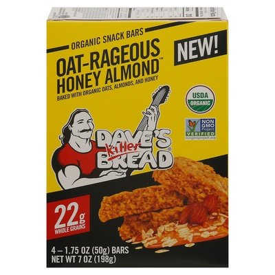 Daves Killer Bread Snack Bars Organic Oat-Rageous Honey Almond Og2 6/4/1.75 Z [UNFI #2800761] [ebt]