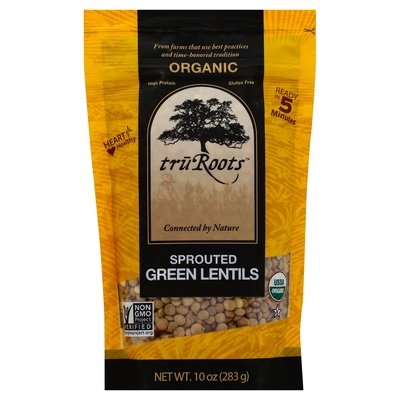 Truroots Green Lentils Sprouted Organic Og1 6/10 OZ [UNFI #937383] [ebt]