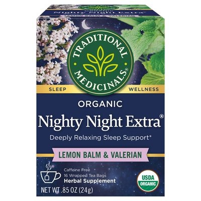 Traditional Medicinals Herbal Supplement Organic Nighty Night Extra Lemon Balm & Valerian Tea Bags Og2 6/16 BAG [UNFI #1101336] [ebt]