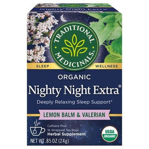 Traditional Medicinals Herbal Supplement Organic Nighty Night Extra Lemon Balm & Valerian Tea Bags Og2 6/16 BAG [UNFI #1101336] [ebt]