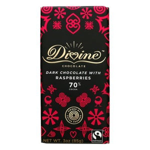 Divine Chocolate Dark Chocolate With Raspberries 12/3 OZ [UNFI-CARLISLE #2398477] [ebt]