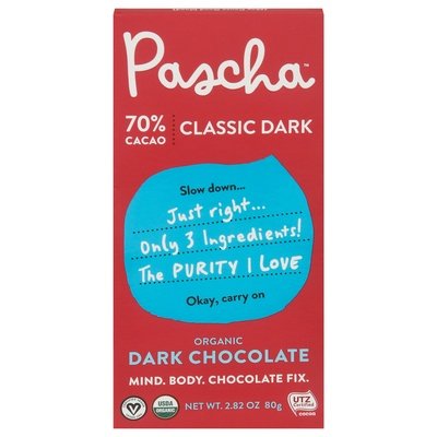 Pascha Dark Chocolate Classic 70% Cacao Og2 10/2.82 OZ [UNFI-CARLISLE #2343416] [ebt]