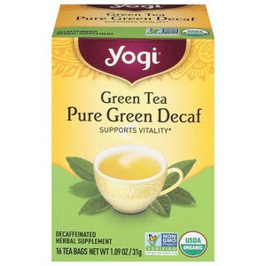 Yogi Green Tea Pure Green Decaf Tea Bags Og2 6/16 BAG [UNFI #355495] [ebt]