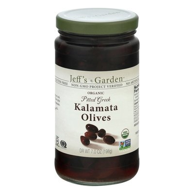 Jeffs Garden Kalamata Olives Organic Pitted Greek Og2 6/7 OZ [UNFI #1142678] [ebt]