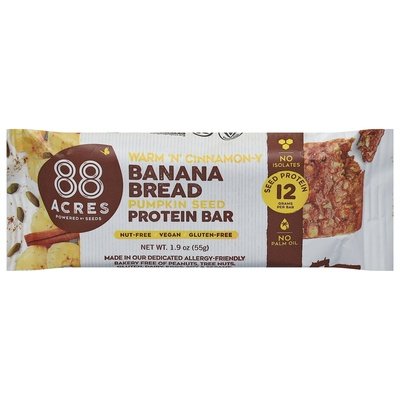 88 Acres Protein Bar Banana Bread Pumpkin Seed 9/1.9 OZ [UNFI-CARLISLE #2527380] [ebt]