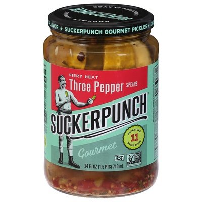 Suckerpunch Pickles Three Pepper Spears Fiery Heat 6/24 OZ [UNFI #2332799] [ebt]