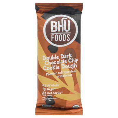 Bhu Protein Bar Double Dark Chocolate Chip Cookie Dough 8/1.60 OZ [UNFI #2342301] [ebt]