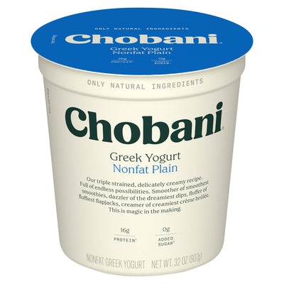 Chobani Yogurt Greek Nonfat Plain 6/32 oz [UNFI #0544825 ] [ebt]