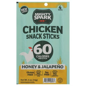 Mighty Spark Chicken Snack Sticks Honey & Jalapeno 8/4 OZ [UNFI #2938470] [ebt]