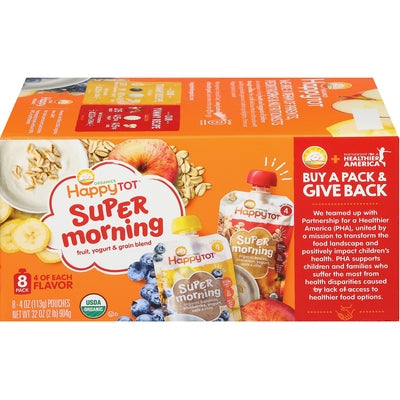 Happy Tot Baby Food Morning 2 Flavors Og2 1/8/4 OZ [UNFI #3090461] [ebt]
