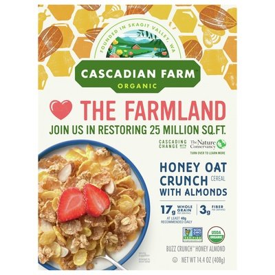 Cascadian Farm Cereal Organic Honey Oat Crunch With Almonds Og2 10/14.4 OZ [UNFI #1541622] [ebt]