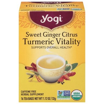 Yogi Herbal Supplement Sweet Ginger Citrus Turmeric Vitality Caffeine Free Tea Bags Og2 6/16 BAG [UNFI #2737583] [ebt]