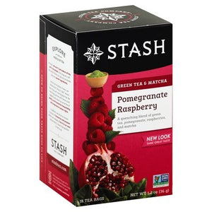 Stash Tea Green Tea & Matcha Pomegranate Raspberry Bags 6/18 BAG [UNFI #814996] [ebt]