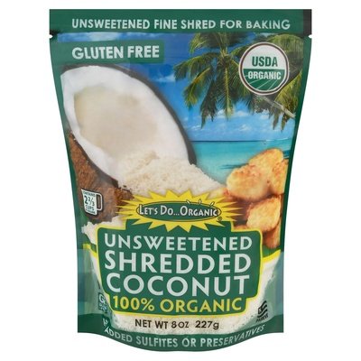 Lets Do Organic Shredded Coconut Unsweetened Og1 12/8 OZ [UNFI #187153] [ebt]
