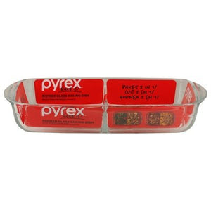 Pyrex Baking Dish Divided Glass 1.7 Quart 8 Inch X 12 Inch 4CT [UNFI #2888410] T