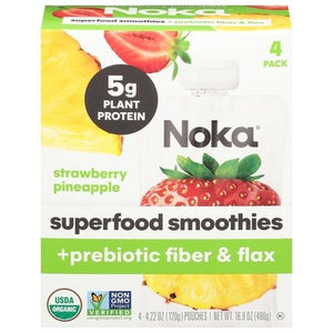 Noka Superfood Smoothies Strawberry Pineapple 4 Pack Og2 6/4 PACK [UNFI #2706794] [ebt]