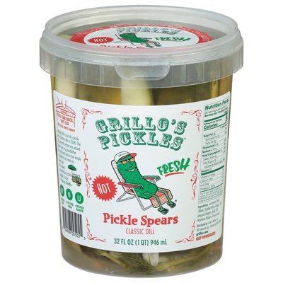 Grillos Pickles Pickle Spears Classic Dill Hot 6/32 OZ [UNFI #1823855] [ebt]