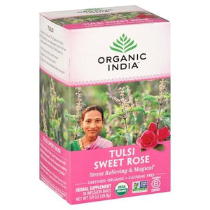 Organic India Tea Tulsi Sweet Rose Caffeine Free Infusion Bags Og2 6/18 BAG [UNFI #126144] [ebt]
