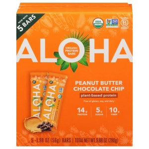 Aloha Protein Bars Peanut Butter Chocolate Chip Og2 6/5 PK [UNFI #2958064] [ebt]