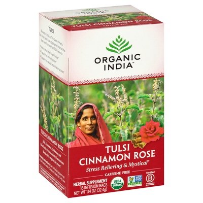 Organic India Herbal Supplement Tulsi Cinnamon Rose Caffeine Free Infusion Bags Og2 6/18 BAG [UNFI #1105642] [ebt]