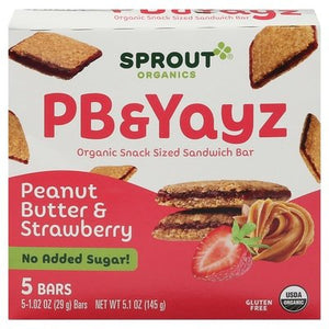 Sprout Sandwich Bar Organic Peanut Butter & Strawberry Snack Sized Og2 6/5.1 OZ [UNFI #2966612] [ebt]