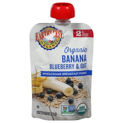 Earths Best Breakfast Puree Wholesome Organic Banana Blueberry & Oat 2 (6+ Months) Og2 12/3.5 OZ [UNFI #2815231] [ebt]