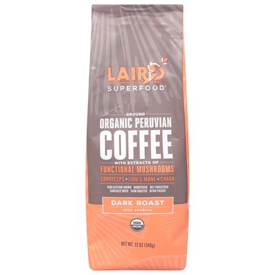Laird Superfood Coffee Organic Ground Dark Roast Peruvian Og2 6/12 OZ [UNFI #2651131] [ebt]