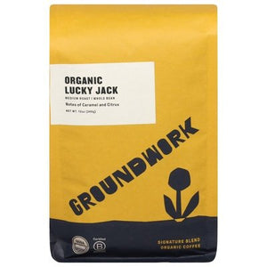 Groundwork Coffee Coffee Organic Whole Bean Medium Roast Lucky Jack Og1 6/12 OZ [UNFI #2326965] [ebt]