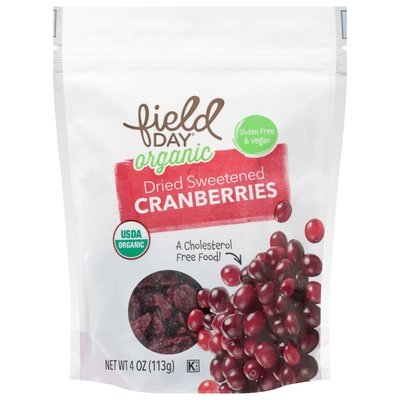 Field Day Cranberries Organic Dried Sweetened Og2 12/4 OZ [UNFI #2595403] [ebt]