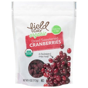 Field Day Cranberries Organic Dried Sweetened Og2 12/4 OZ [UNFI #2595403] [ebt]