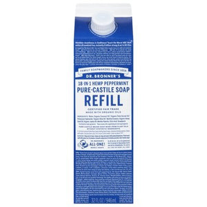 Dr Bronners Soap Pure-Castile 18-In-1 Hemp Peppermint Refill Og3 1/32 OZ [UNFI-CARLISLE #3004413] T