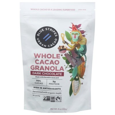 Blue Stripes Granola Dark Chocolate Whole Cacao 70% Cacao 6/8 OZ [UNFI #2836781] [ebt]
