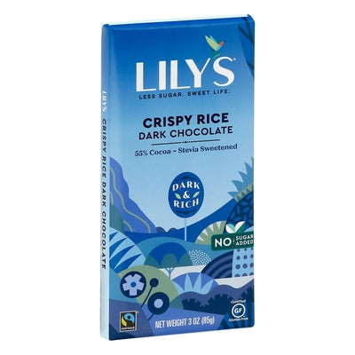 Lilys Dark Chocolate Crispy Rice 55% Cocoa 12/3 OZ [UNFI-CARLISLE #1101179] [ebt]