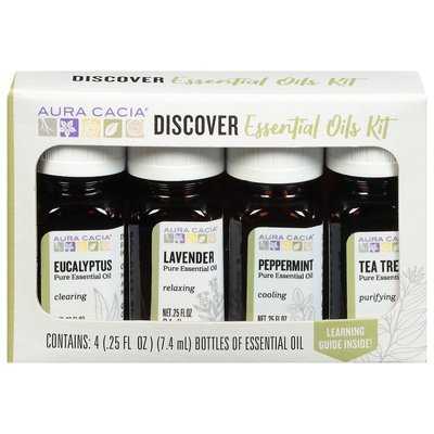 Aura Cacia Essential Oils Kit Discover 1/4/.25 OZ [UNFI-CARLISLE #1830975] T