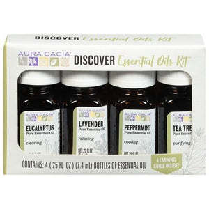 Aura Cacia Essential Oils Kit Discover 1/4/.25 OZ [UNFI-CARLISLE #1830975] T