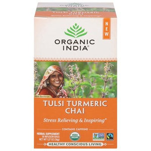 Organic India Herbal Supplement Tulsi Turmeric Chai Bags Og1 6/18 CT [UNFI #2997088] [ebt]