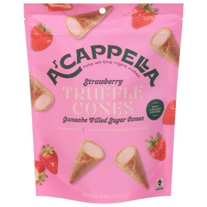 Acappella Truffle Cones Strawberry 6/2.45 OZ [UNFI #2982833] [ebt]