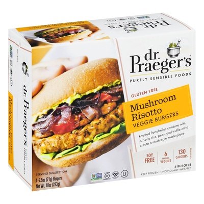 Dr Praegers Veggie Burgers Gluten Free Mushroom Risotto 6/10 OZ [UNFI #1799543] [ebt]