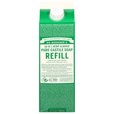 Dr Bronners Soap Pure-Castile Hemp Almond 18-In-1 Refill Og3 1/32 OZ [UNFI-CARLISLE #3004363] T