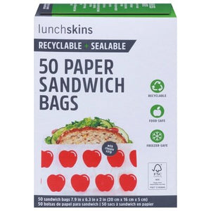 Lunchskins Paper Sandwich Bags Apple 12/50 CT [UNFI #2108967] T