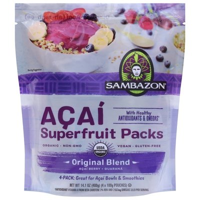 Sambazon Superfruit Packs Acai Original Blend 4 Pack Og2 10/4/100GRM [UNFI #2333326] [ebt]